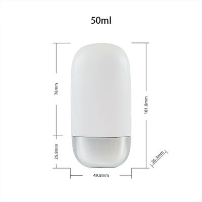 Оптовая пластиковая бутылка для солнцезащитного крема из полипропилена с серебристой крышкой с двойной оболочкой объемом 30 г и 50 г